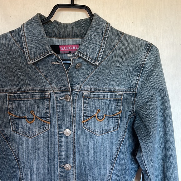 Hand-Painted Electric Mushroom Jean Jacket - Picture 3 of 7